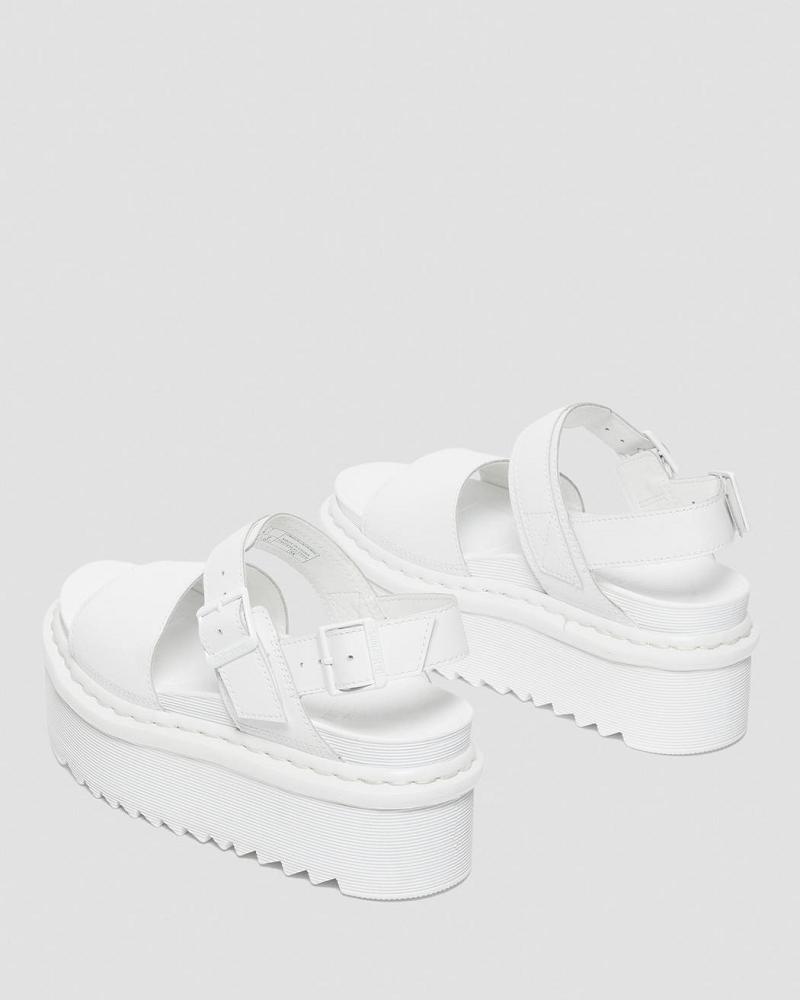 Sandalias Con Tiras Dr Martens Voss Mono Cuero Plataforma Mujer Blancos | MX 461ZUT